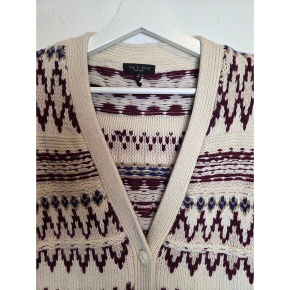 RAG & BONE Willow Fair Isle Wool Cardigan Extra Small 100% Wool - Picture 5 of 12
